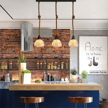 Lámpara Colgante Rústico Negro 3 Luces 19x89x123cm. - Iluminacion | Bylmo