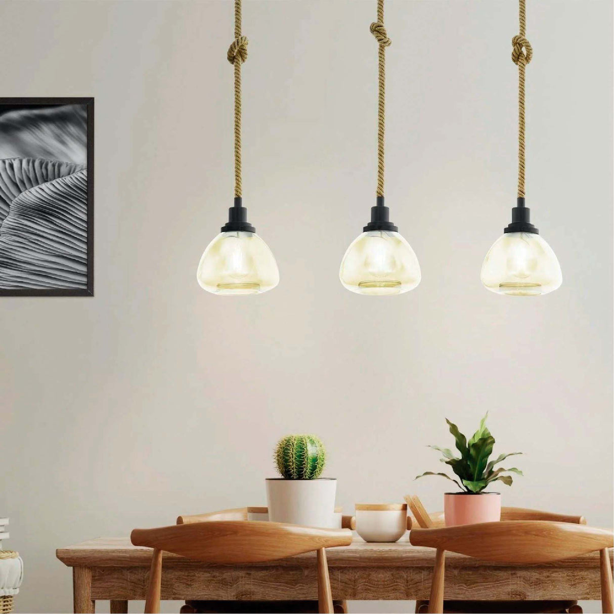 Lámpara Colgante Rústico Negro 3 Luces 19x89x123cm. - Iluminacion | Bylmo