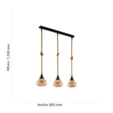 Lámpara Colgante Rústico Negro 3 Luces 19x89x123cm. - Iluminacion | Bylmo