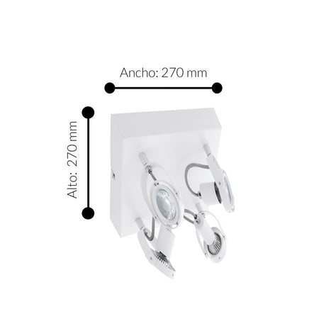 Spot de Iluminación Industrial 27x27 Gris Acero 4 luces LED - Iluminacion | Bylmo
