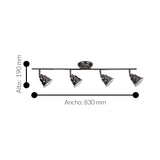 Spot de Iluminación Industrial 9x83x19 Negro Acero Pared LED 35 4 Luces - Iluminacion | Bylmo