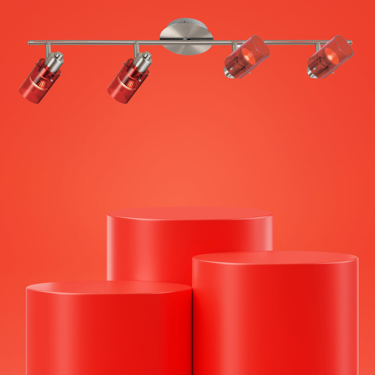 Spot de Iluminación Moderno 4 Luces Rojo Ajustable LED - Iluminacion | Bylmo