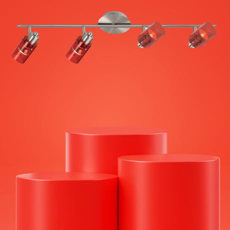 Spot de Iluminación Moderno 4 Luces Rojo Ajustable LED - Iluminacion | Bylmo