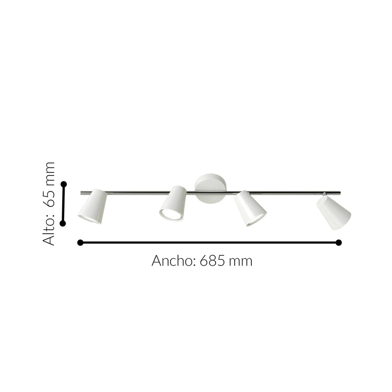 Spot De Iluminación Industrial 6x68 Blanco Acero Apto Exterior.