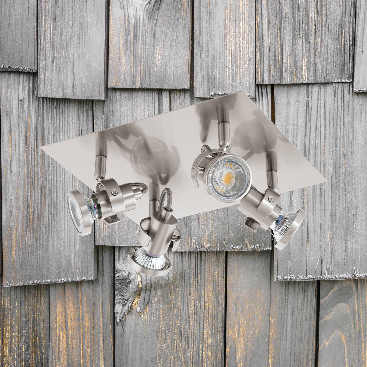 Spot de Iluminación Industrial Gris Ajustable con Bombilla LED y 4 Luces - Iluminacion | Bylmo