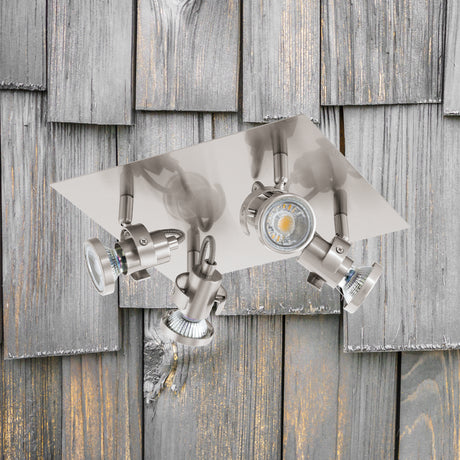 Spot de Iluminación Industrial Gris Ajustable con Bombilla LED y 4 Luces - Iluminacion | Bylmo