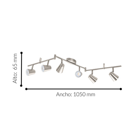 Spot de Iluminación Industrial 6x105x6 Gris Ajustable - Iluminacion | Bylmo