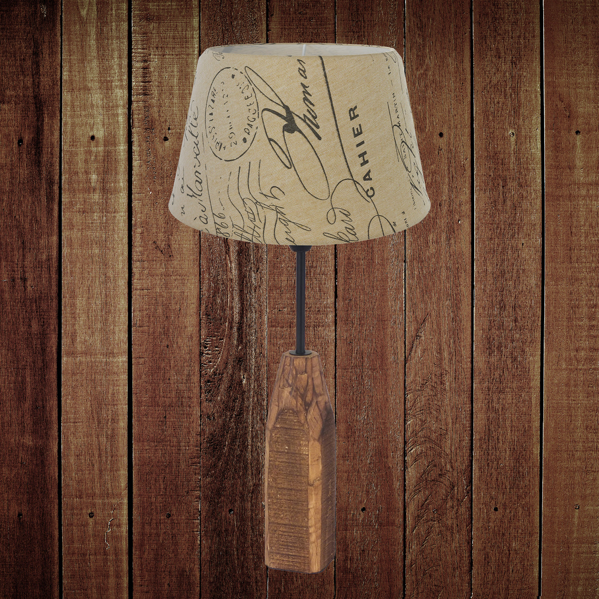 Lámpara de Mesa Rústico Madera 25x25x49 Cafe Portátil 1 luz LED 450lm - Iluminacion | Bylmo
