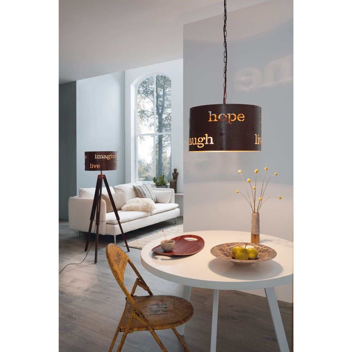 Lámpara de Piso Rústico 43x43x145cm Café Madera 1100L - Iluminacion | Bylmo