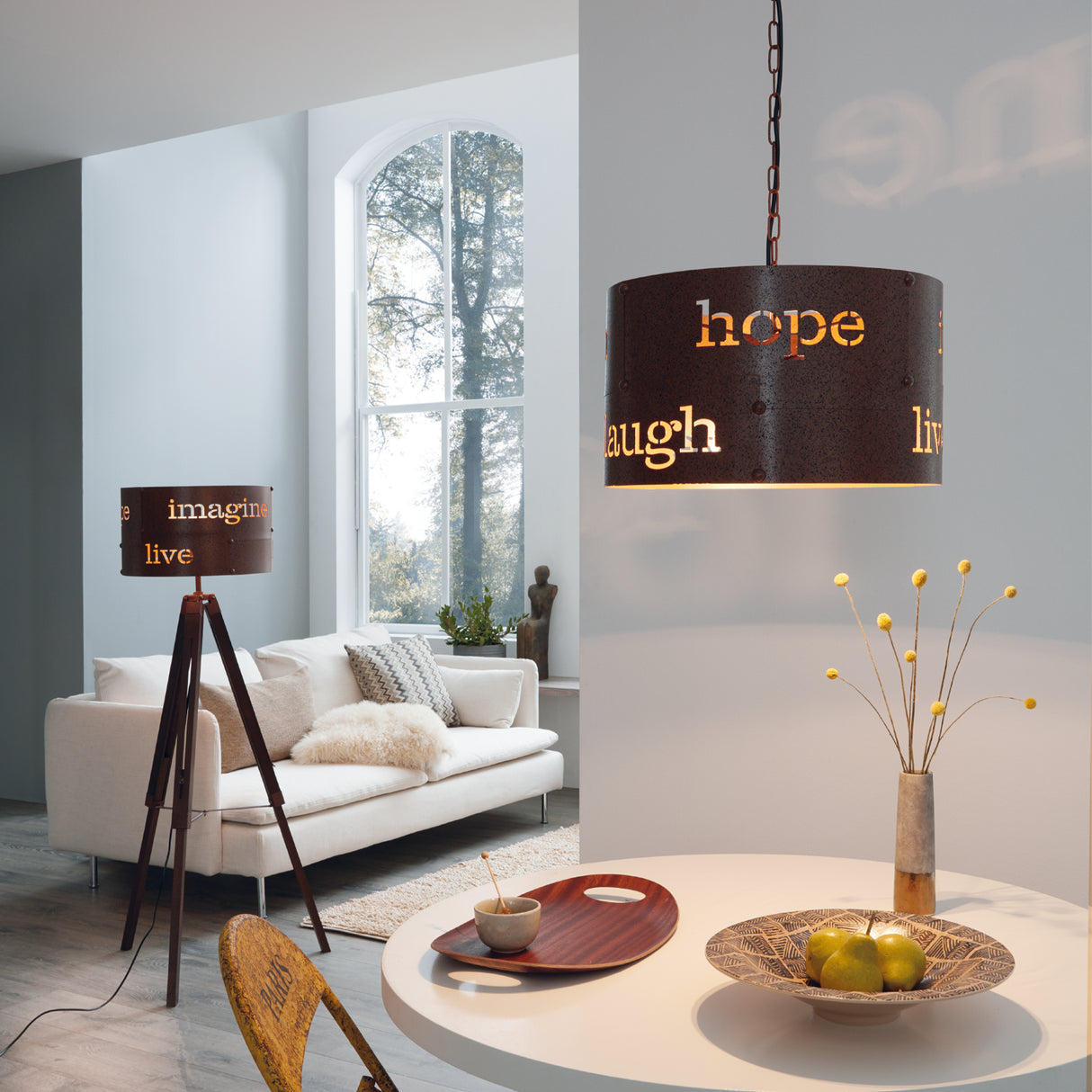 Lámpara de Piso Rústico 43x43x145cm Café Madera 1100L - Iluminacion | Bylmo