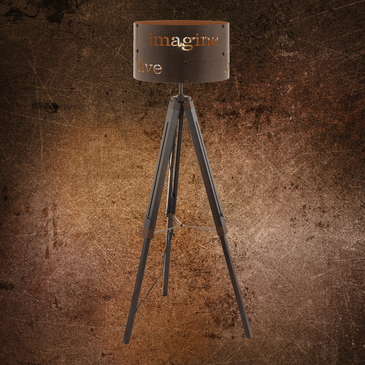 Lámpara de Piso Rústico 43x43x145cm Café Madera 1100L - Iluminacion | Bylmo