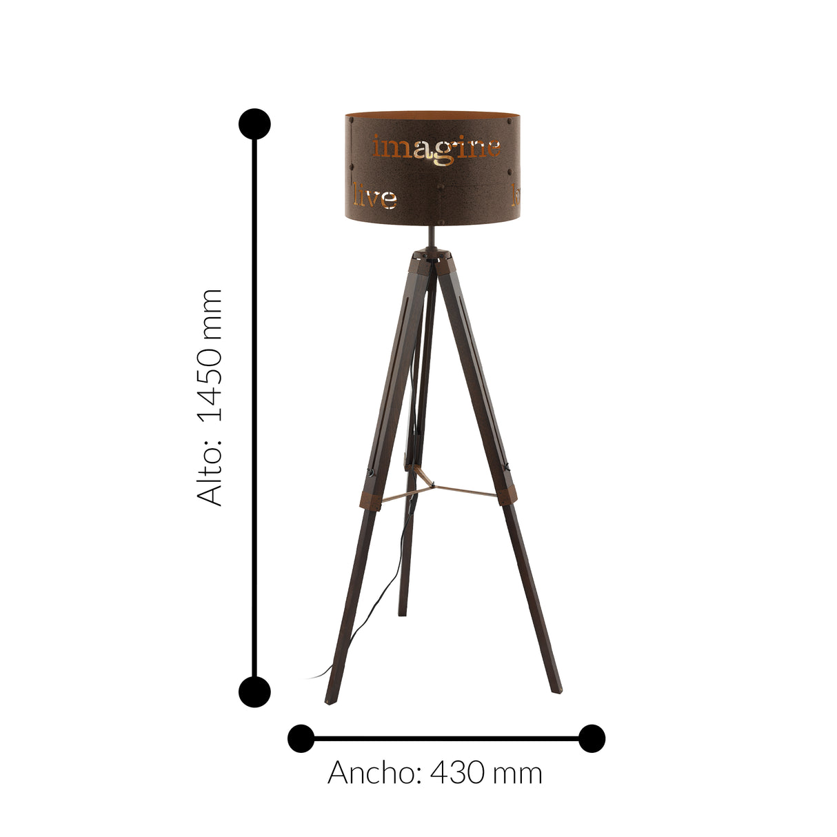 Lámpara de Piso Rústico 43x43x145cm Café Madera 1100L - Iluminacion | Bylmo