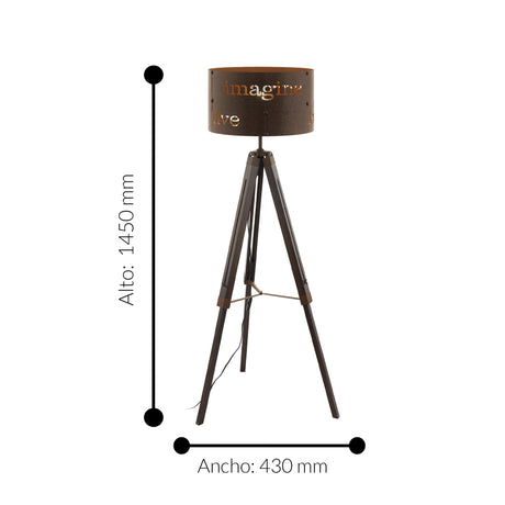 Lámpara de Piso Rústico 43x43x145cm Café Madera 1100L - Iluminacion | Bylmo