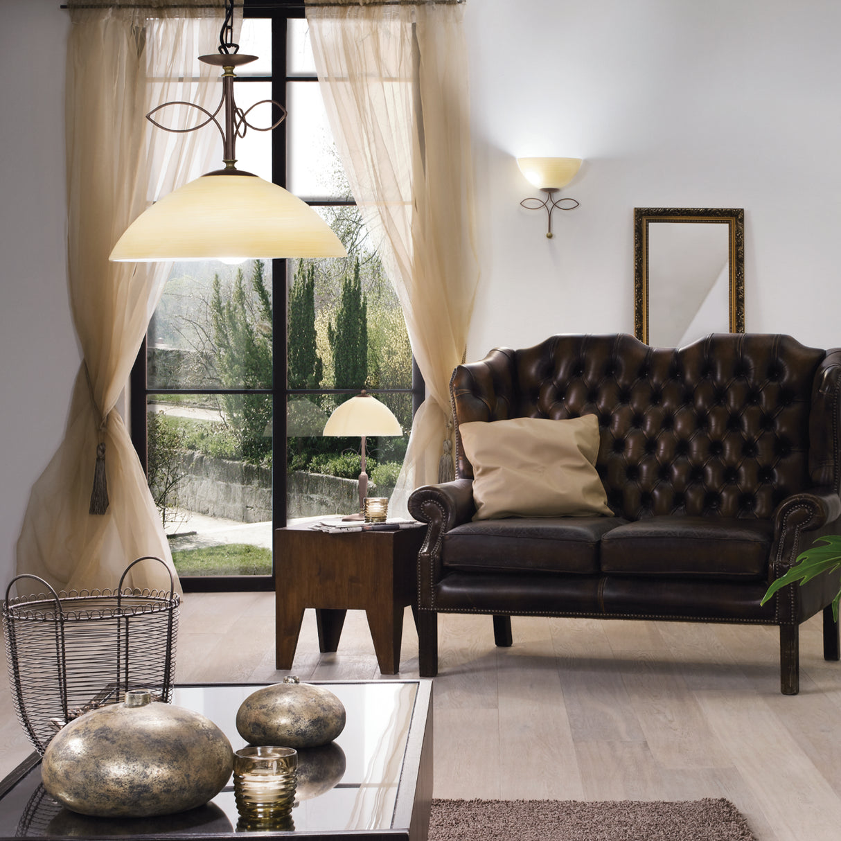 Lámpara de Mesa Clásico Café 26x26x44cm ACERO 110V LED - Iluminacion | Bylmo