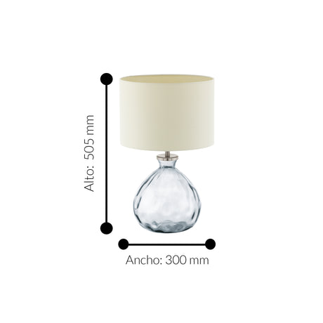 Lámpara de Mesa Contemporáneo Beige Vidrio LED 1 Luz 30x33x50cm - Iluminacion | Bylmo
