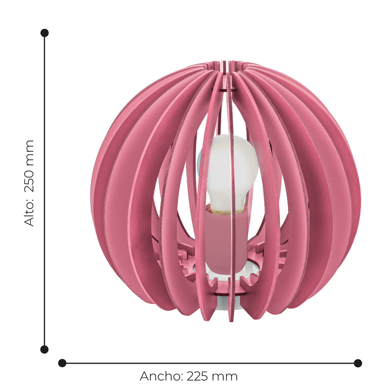 Lámpara De Mesa Rústico 1 Luz Rosa Madera 25x25x22cm Ip20 Led