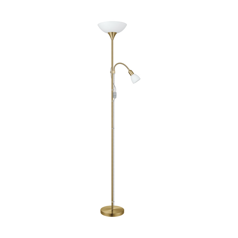 Lámpara De Piso Clásico Dorado 2 Luces 178cm Diseño Clásico Acero