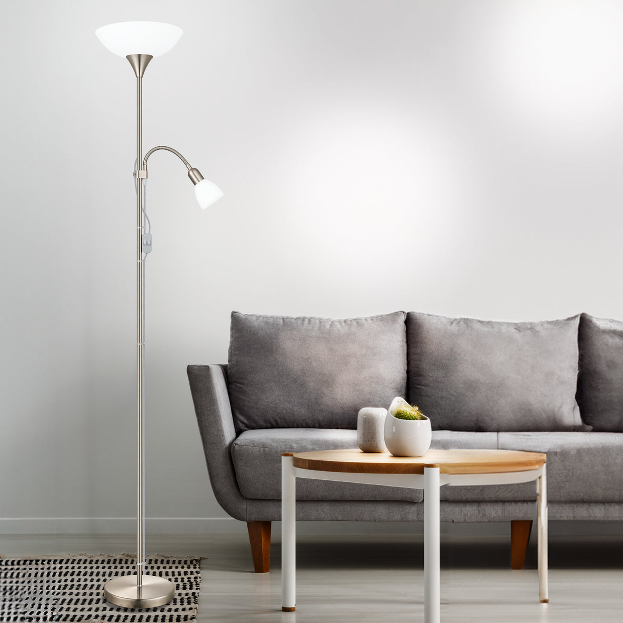 Lámpara de Piso Clásico Dorado 2 Luces 178cm Diseño Clásico Acero - Iluminacion | Bylmo