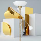 Lámpara de Piso Clásico Dorado 2 Luces 178cm Diseño Clásico Acero - Iluminacion | Bylmo