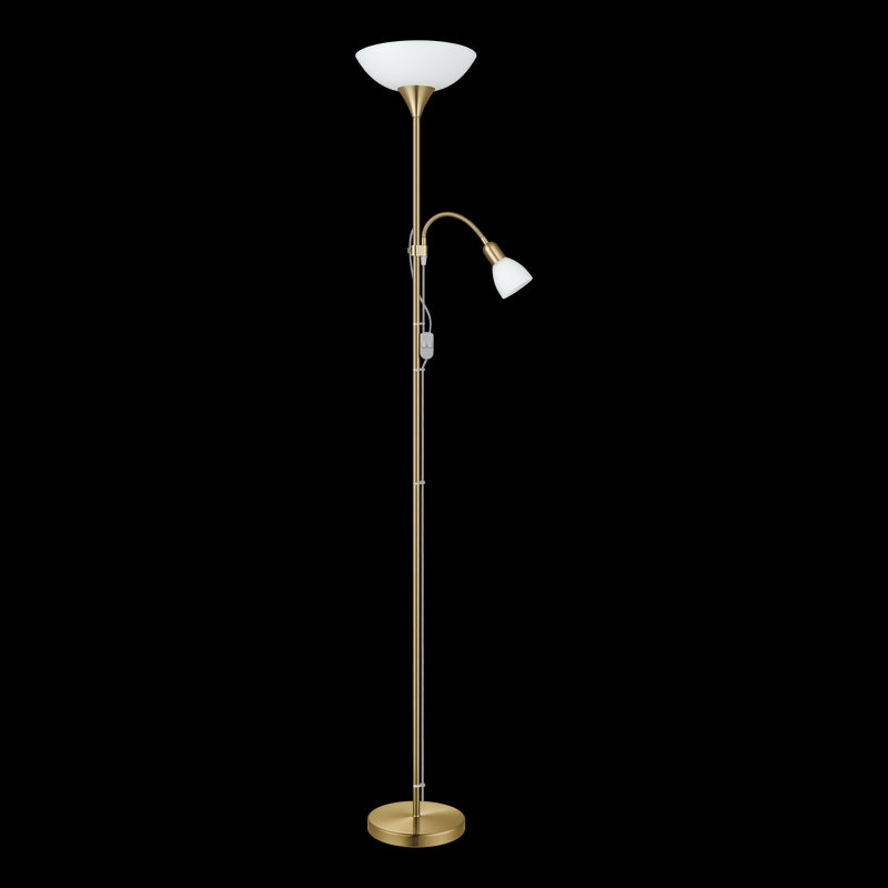 Lámpara De Piso Clásico Dorado 2 Luces 178cm Diseño Clásico Acero