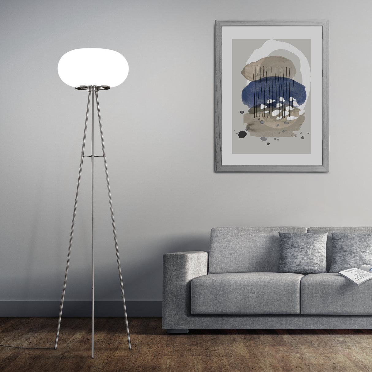 Lámpara de Piso Contemporáneo Gris 2 Luces LED 37x37x157cm - Iluminacion | Bylmo