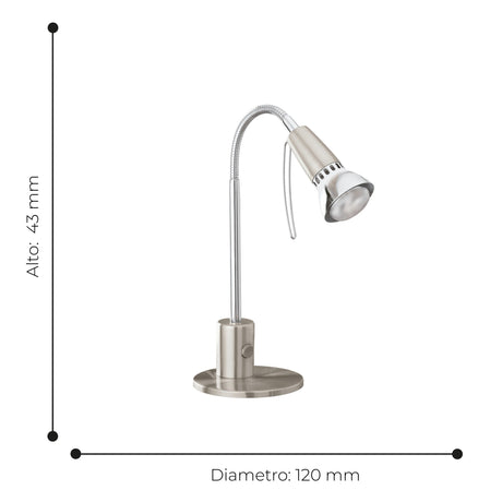 Lámpara de Mesa Moderno 12x12x33cm Gris Acero Portátil 1 Luz 450 Lúmenes LED - Iluminacion | Bylmo