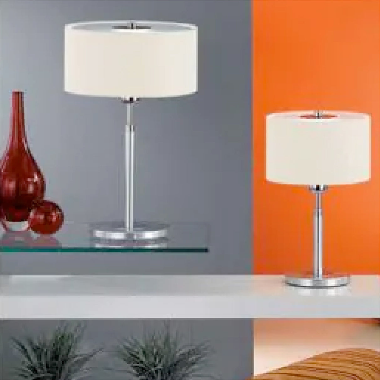 Lámpara de Mesa Contemporáneo Beige 1.91kg 23x23x38cm ACERO - Iluminacion | Bylmo