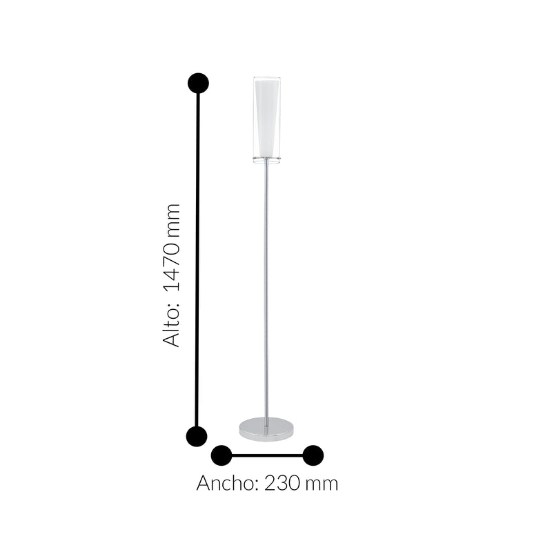 Lámpara De Piso Moderno Gris Acero 23x147cm Ambiente Led 1100l.