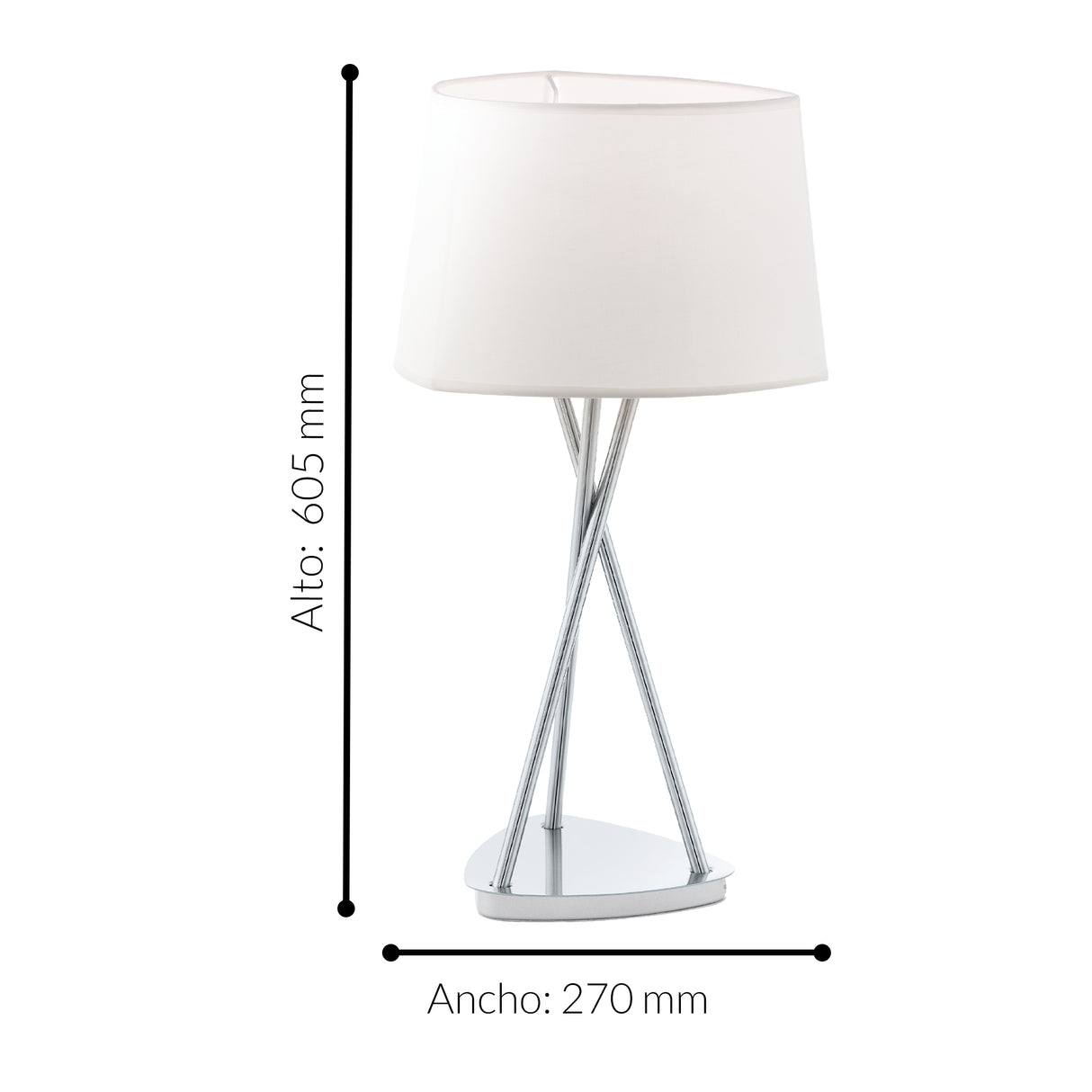 Lámpara de Mesa Clásico Beige 1 Luz 27x27x60cm ACERO - Iluminacion | Bylmo