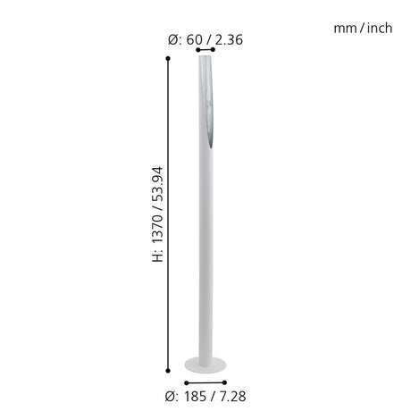 Lámpara de Piso Industrial Blanco 137cm ACERO 1 Luz 450 Lúmenes LED - Iluminacion | Bylmo