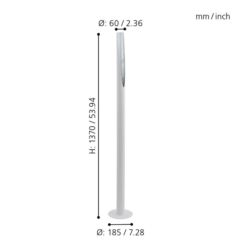 Lámpara De Piso Industrial Blanco 137cm Acero 1 Luz 450 Lúmenes Led