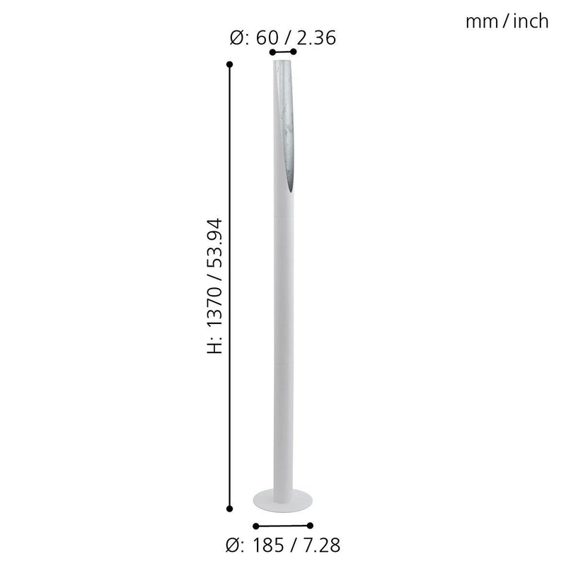 Lámpara De Piso Industrial Blanco 137cm Acero 1 Luz 450 Lúmenes Led