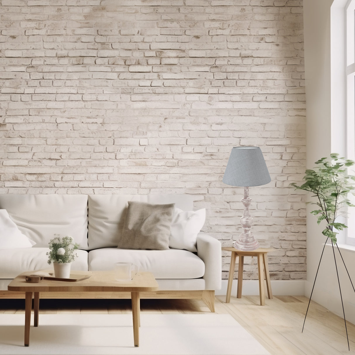 Lámpara de Mesa Rústico Gris 1 Luz 38cm Madera - Iluminacion | Bylmo