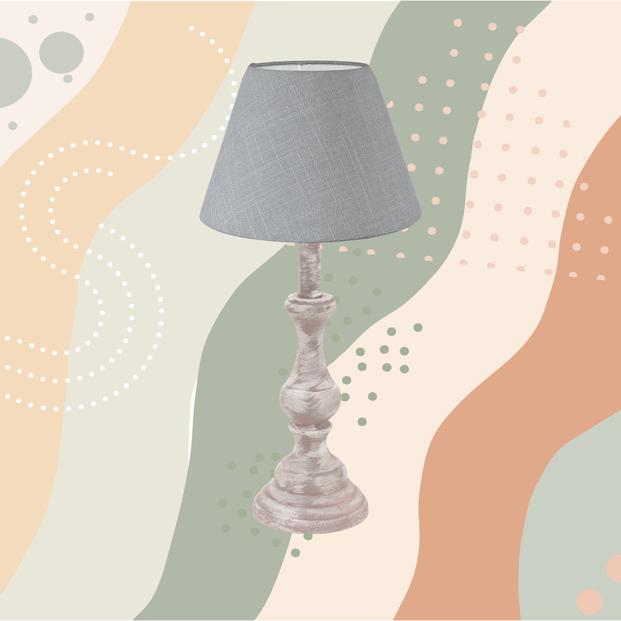 Lámpara de Mesa Rústico Gris 1 Luz 38cm Madera - Iluminacion | Bylmo