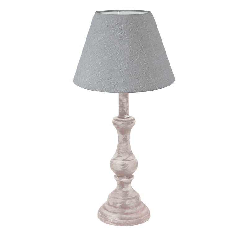 Lámpara De Mesa Rústico Gris 1 Luz 38cm Madera