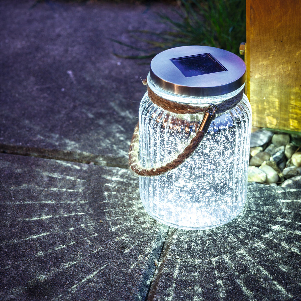 Lámpara Solar Rústico Vidrio Gris 1 Luz 11x11x16cm 0.57kg - Iluminacion | Bylmo