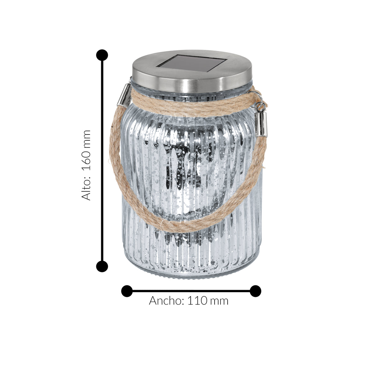 Lámpara Solar Rústico Vidrio Gris 1 Luz 11x11x16cm 0.57kg - Iluminacion | Bylmo