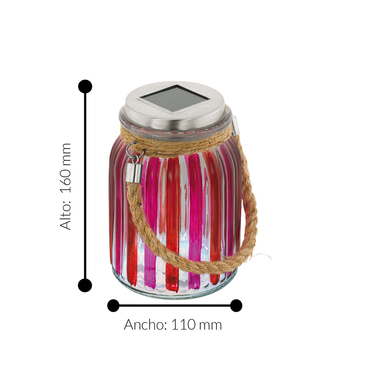 Lámpara Solar Rústico Multicolor 1 Luz Vidrio 11x11x16cm 0.6kg - Iluminacion | Bylmo