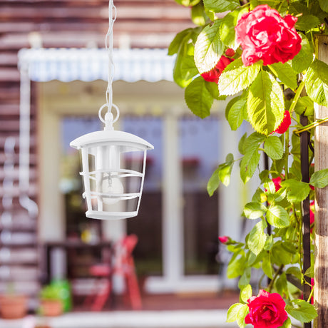 Lámpara Colgante Rústico Blanco 1 Luz 17x17x68cm Acero IP44 - Iluminacion | Bylmo