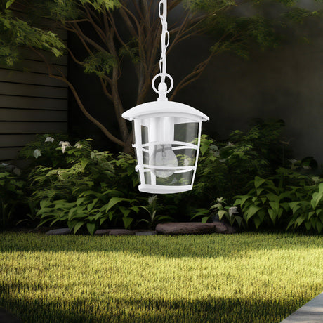 Lámpara Colgante Rústico Blanco 1 Luz 17x17x68cm Acero IP44 - Iluminacion | Bylmo