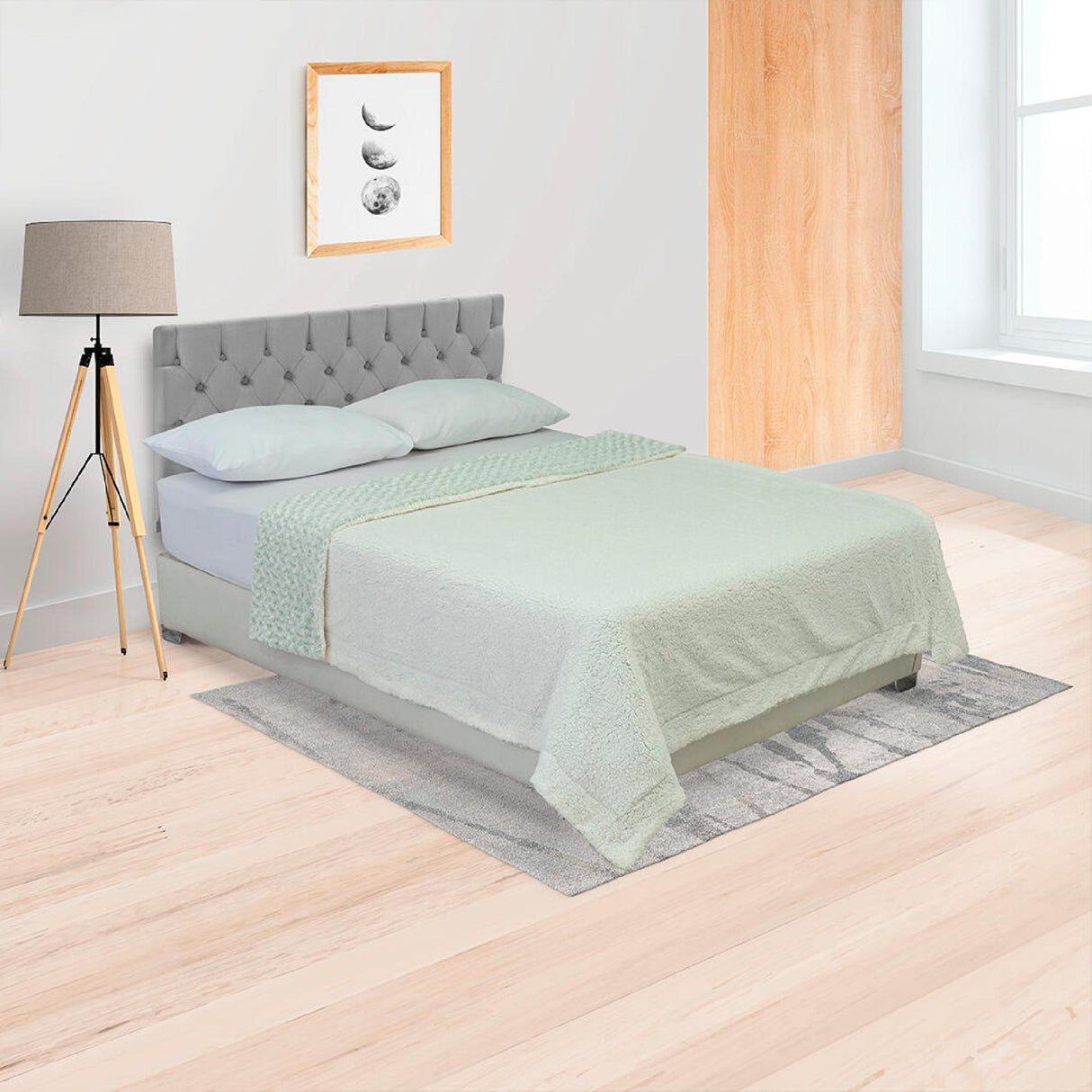 Cobija Doble Faz Ovejero Twist Verde y Beige 180x200cm Fondo Entero - Cobijas y Mantas | Bylmo