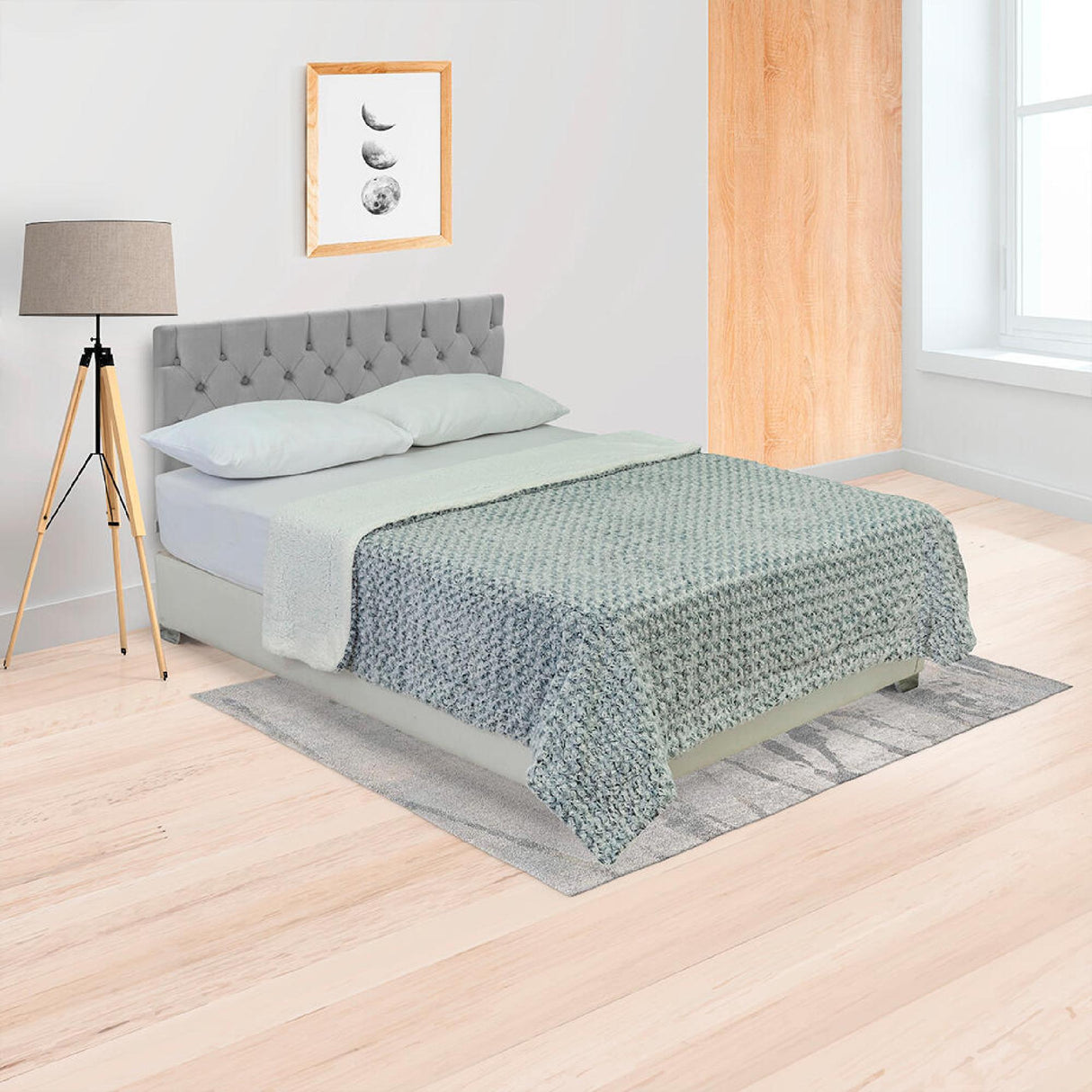 Cobija Doble Faz Ovejero Twist Azul Oscuro y Beige 180x200cm Fondo Entero - Cobijas y Mantas | Bylmo