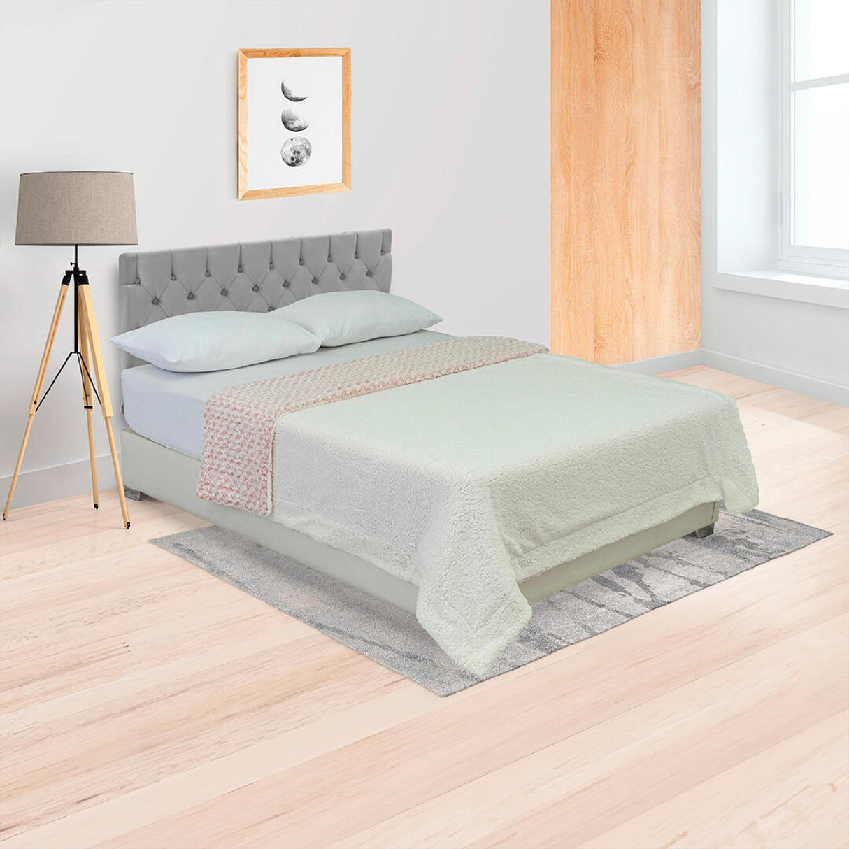 Cobija Doble Faz Ovejero Twist Rosa y Beige 180x200cm Fondo Entero - Cobijas y Mantas | Bylmo