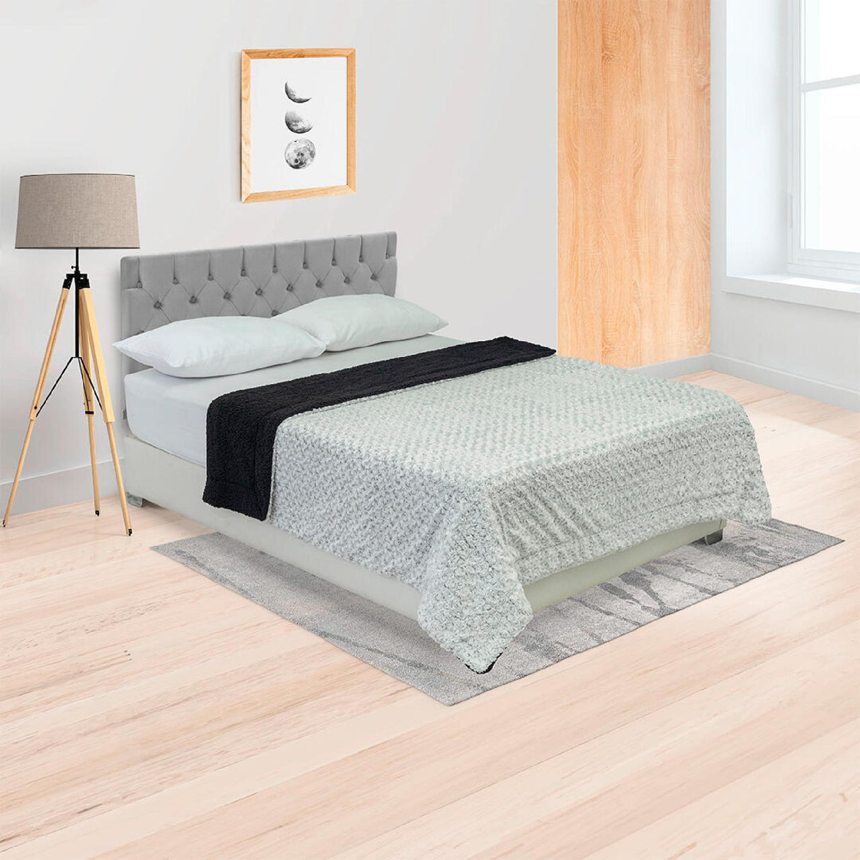 Cobija Doble Faz Ovejero Twist Gris y Negro 180x200cm Fondo Entero