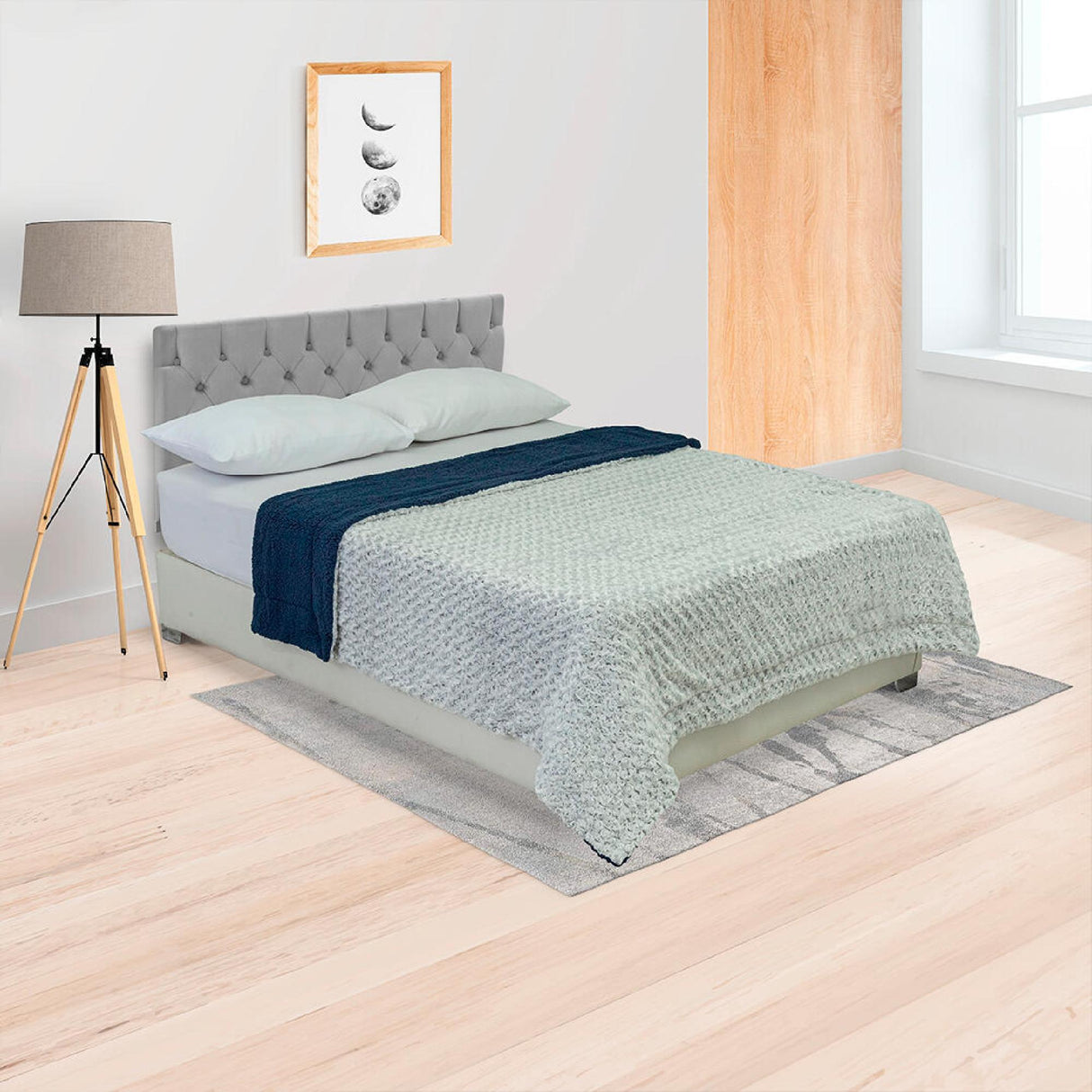 Cobija Doble Faz Ovejero Twist Gris y Azul 180x200cm Fondo Entero - Cobijas y Mantas | Bylmo