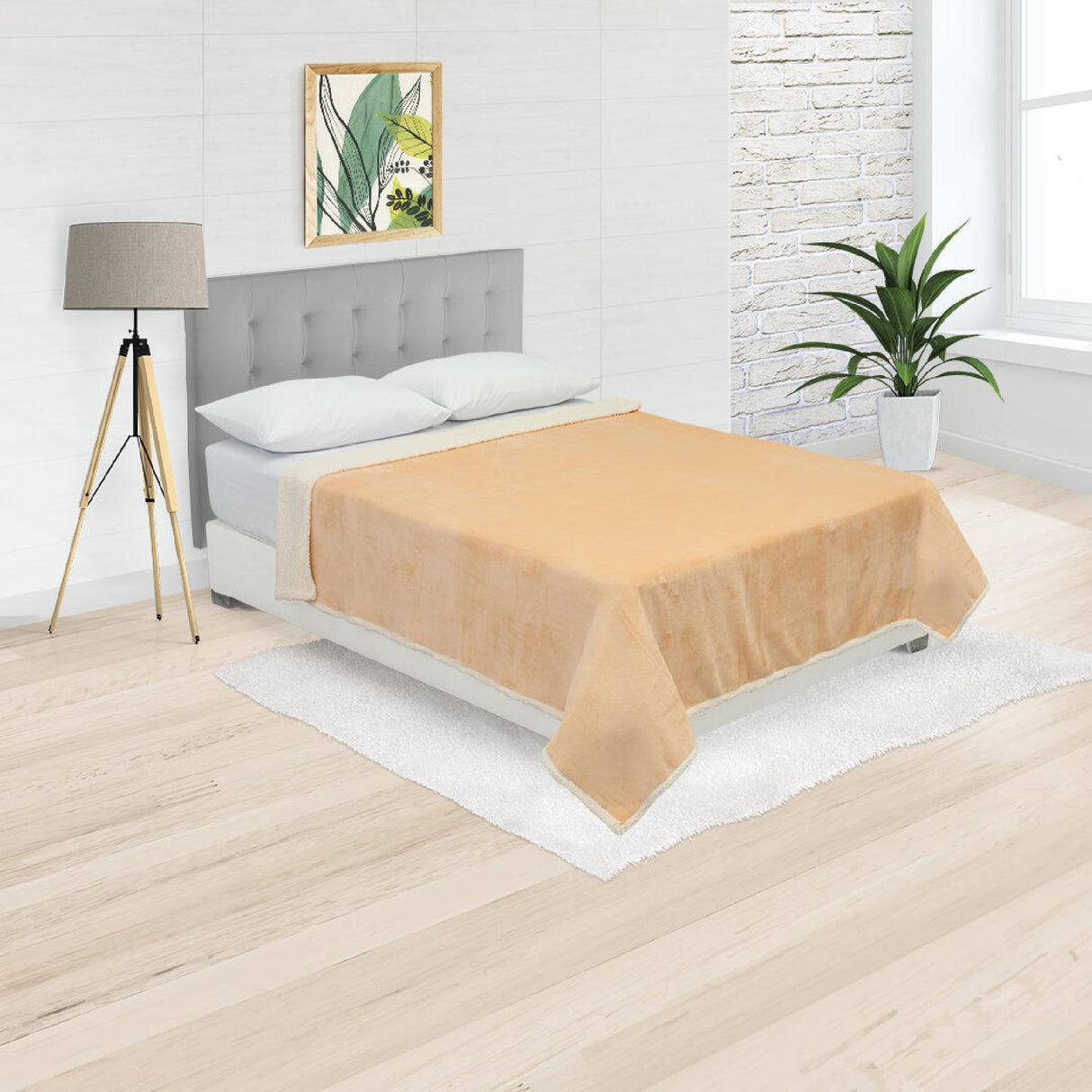 Cobija Ovejera Cibraja Naranja Claro 180x190cm Fondo Entero - Cobijas y Mantas | Bylmo