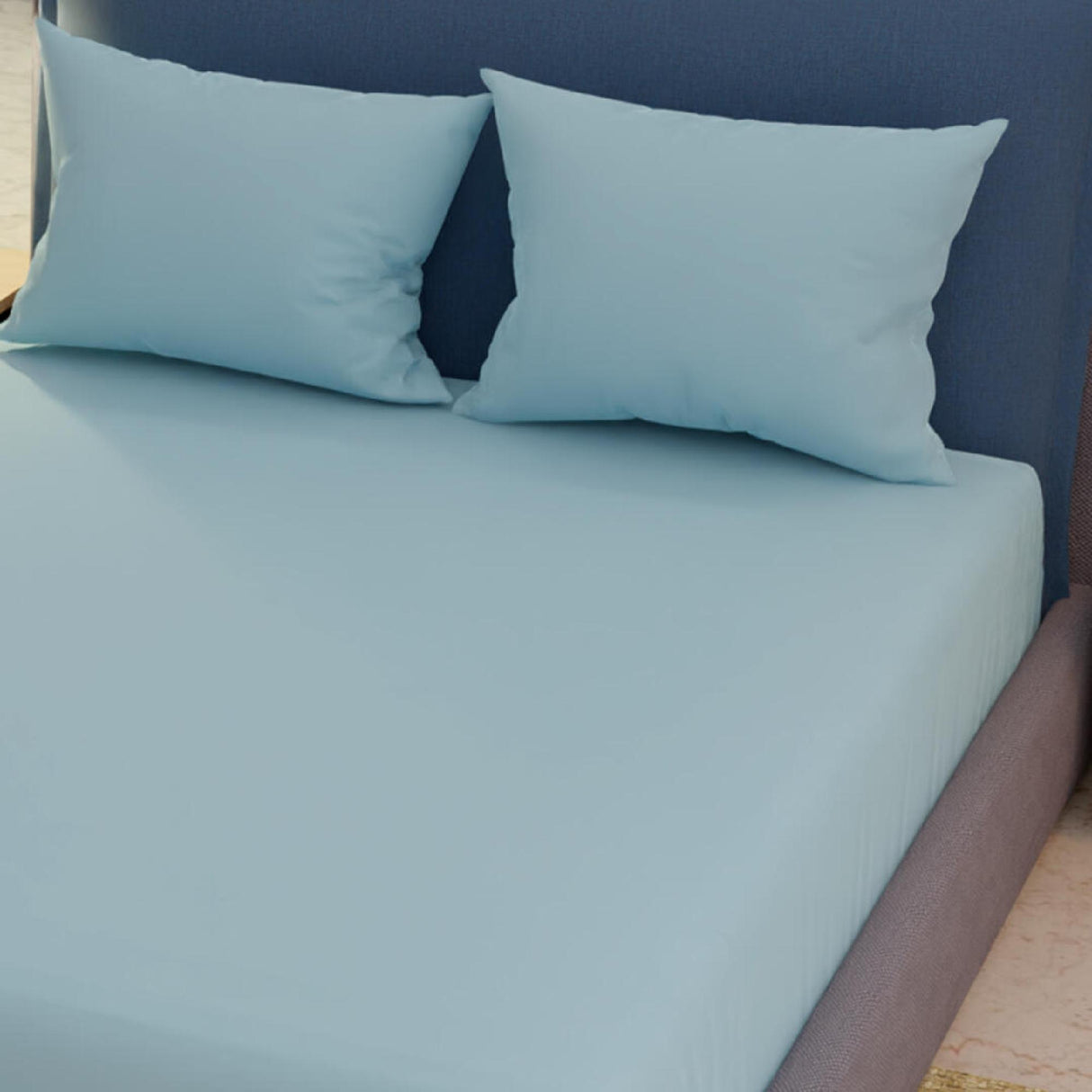 Sábana Ajustable My House Azul Celeste Fondo Entero Para Cama Doble 140 X 190 Cm - Sabanas | Bylmo