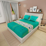 Sábana Ajustable Serebel Verde Aguamarina de Formas Robóticas Para Cama King 200 X 200 Cm - Sabanas | Bylmo