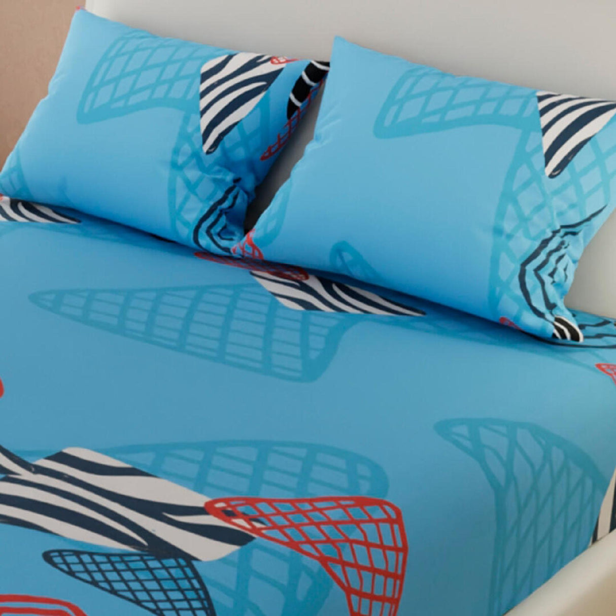 Sábana Ajustable Serebel Azul de Figuras Abstractas Para Cama King 200 X 200 Cm - Sabanas | Bylmo