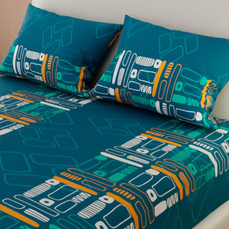 Sábana Ajustable Serebel Azul Oscuro de Barras Para Cama King 200 X 200 Cm - Sabanas | Bylmo